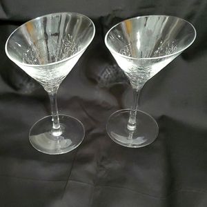 Pier 1 Crackle Glass slanted top Martini glasses set of 2